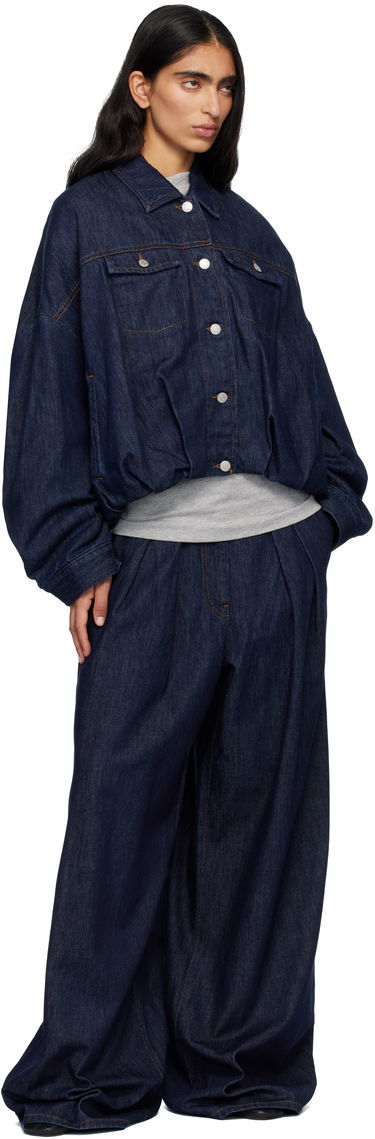 Bunda Dries Van Noten Dries Van Noten Oversized Lined Denim Jacket Navy | 252-010515-2381, 3
