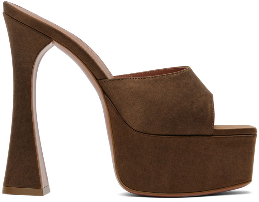 Starostlivosť o obuv Amina Muaddi Amina Muaddi Dalida Heeled Platform Sandals Hnedá | DALIDA SANDAL PLATEAU SATIN ACID, 0