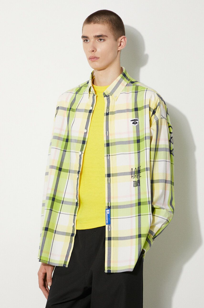 Košeľa AAPE by A Bathing Ape AAPE Relaxed Fit Button-Down Shirt Žltá | AAPSTM8479XXM, 0