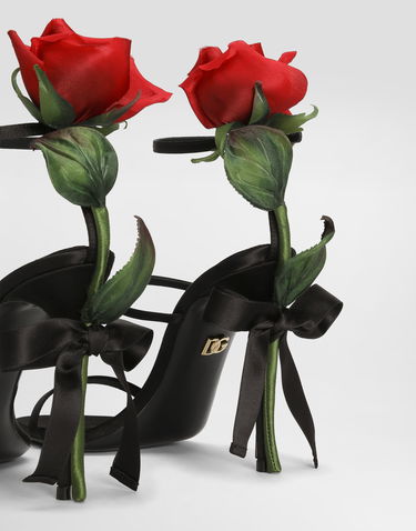 Doplnky Dolce & Gabbana Dolce & Gabbana Satin Rose Embellished Heels Čierna | CR1817A763080999, 3