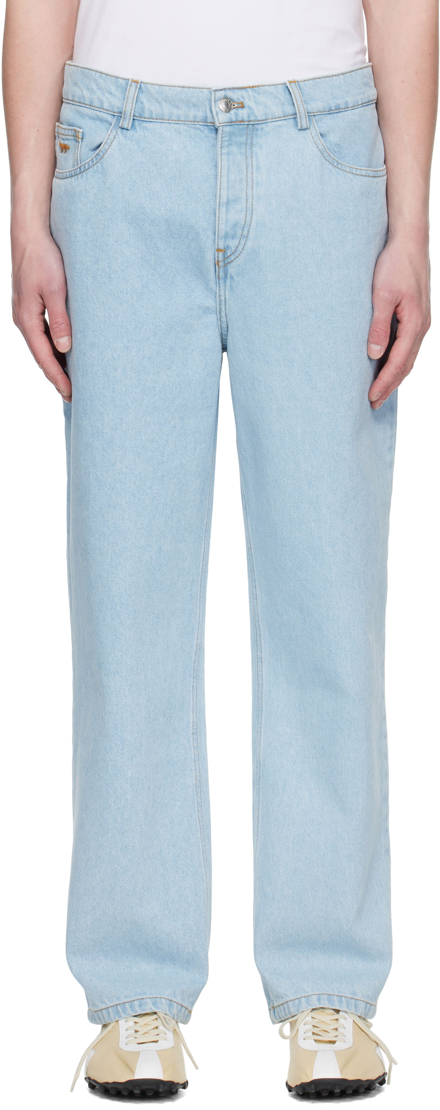 Džínsy MAISON KITSUNÉ Maison Kitsuné Relaxed Jeans Modrá | OM01105WD4009, 0