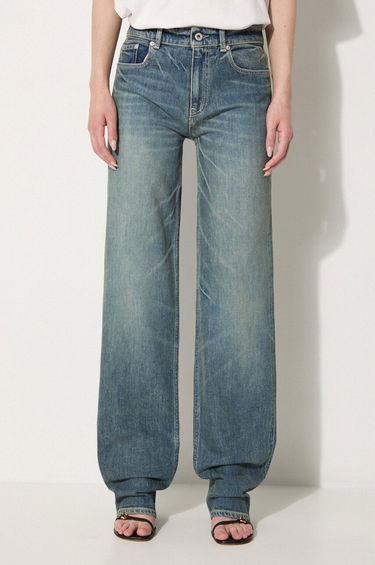 Džínsy KENZO High Waist Regular Fit Jeans Modrá | FE62DP2166S7.DY, 0