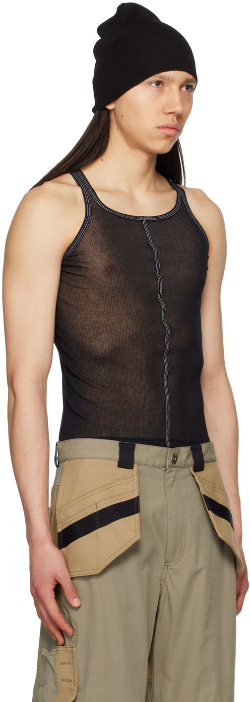 Tielko Dion Lee Black Semi-Sheer Tank Top Čierna | C3131S23, 1