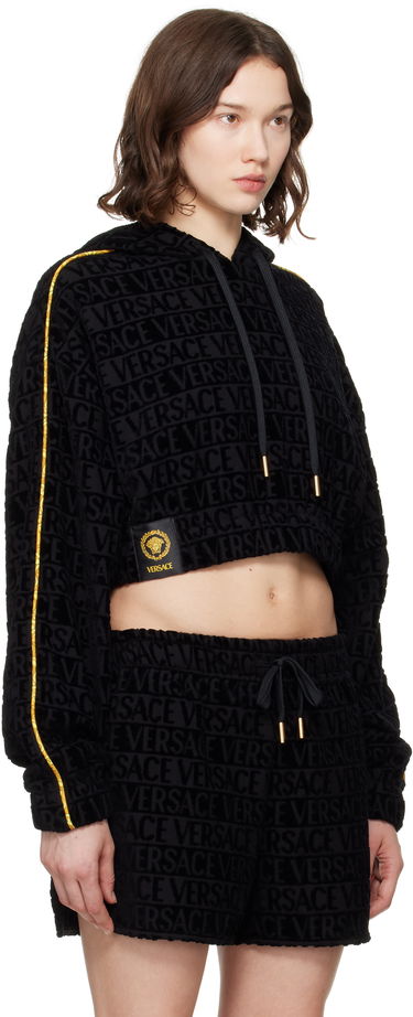 Mikina Versace Versace 'I Heart Baroque' Crop Velour Hoodie Čierna | 1020144_1A14584, 1