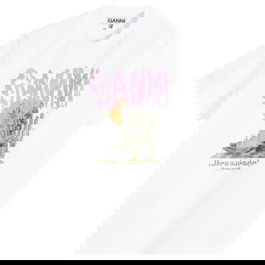 Tričko GANNI Cowboy Boot and Cactus Graphic T-Shirt Biela | A1050075-151, 1