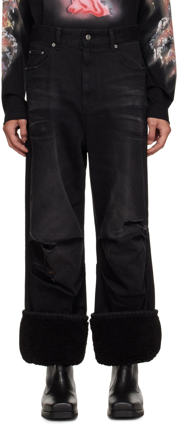 Džínsy We11done We11done Faded Shearling Cuff Jeans Čierna | WD-DP3-23-315-M-BK, 0
