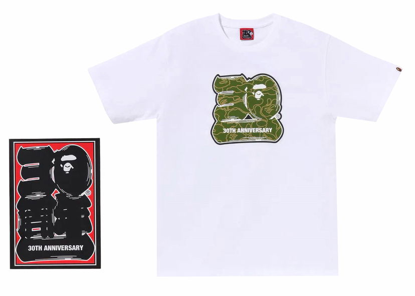 Tričko BAPE BAPE 30th Anniversary II Tee White/Green Biela | 1J70-110-002