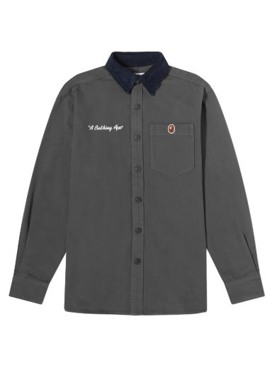 Košeľa BAPE Logo Work Shirt Charcoal Čierna | 001SHJ302002L-CHC