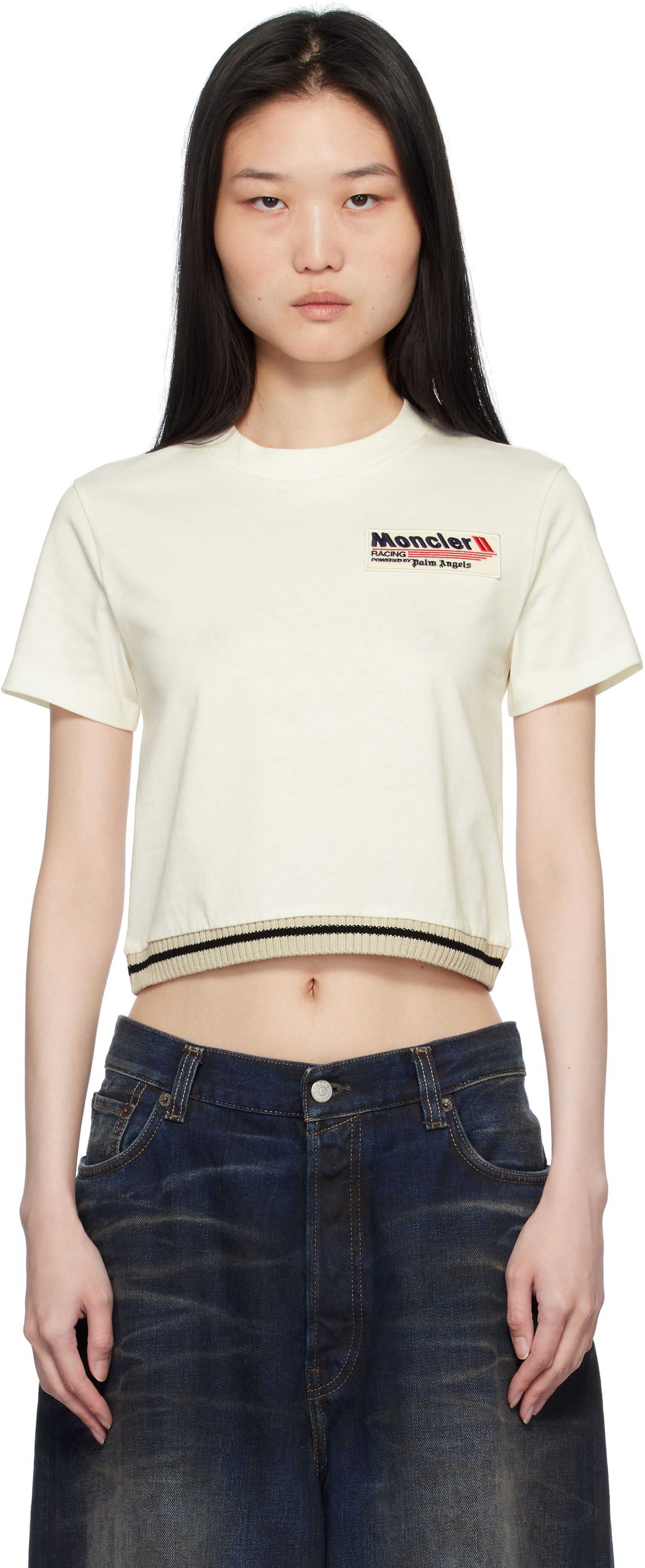 Crop Top Moncler Palm Angels Cropped Graphic T-Shirt Biela | J209L8C0000289AKK, 0