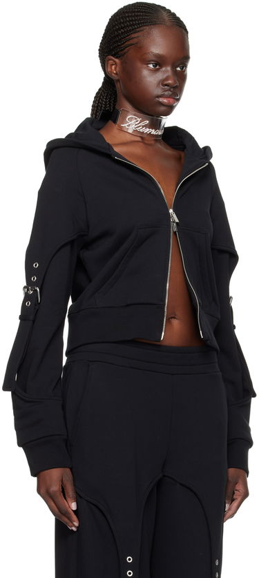 Mikina Blumarine Blumarine Cinch Sleeve Cropped Hoodie Čierna | P422F021A, 1