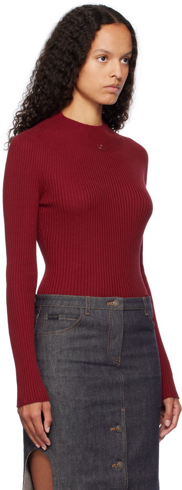 Tričko Courrèges Long Sleeved Fitted Sweater Červená | 124MPU128FI0049, 1