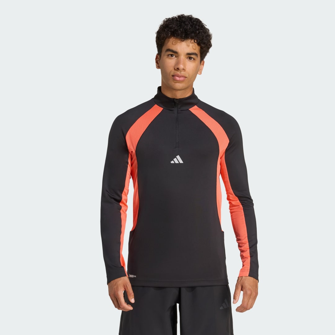 Tričká a tielka adidas Performance 1/4 Zip Training Top Čierna | KC3331, 0