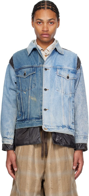 Bunda Needles Denim Jacket with Nylon Panels Modrá | PU337, 0