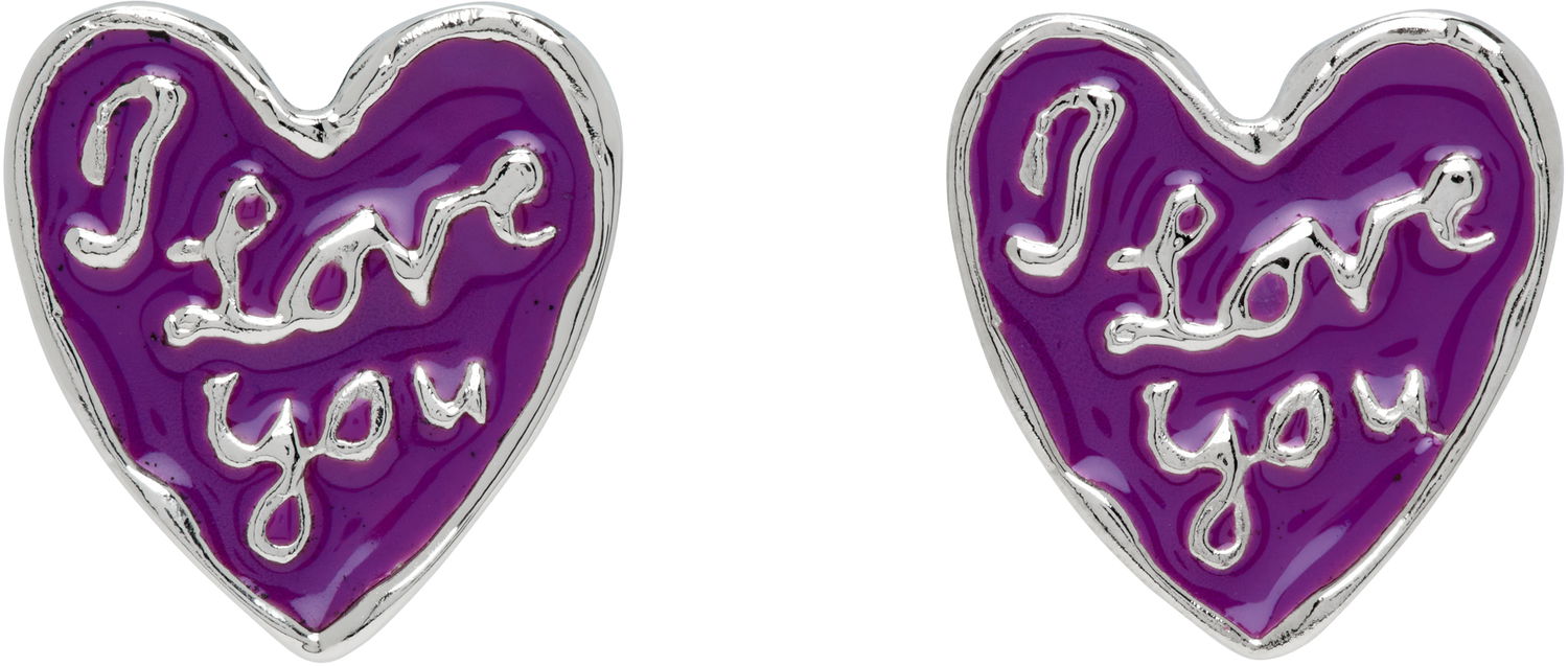 Náušnice Chopova Lowena Chopova Lowena Heart "I Love You" Earrings Fialová | 6575, 0