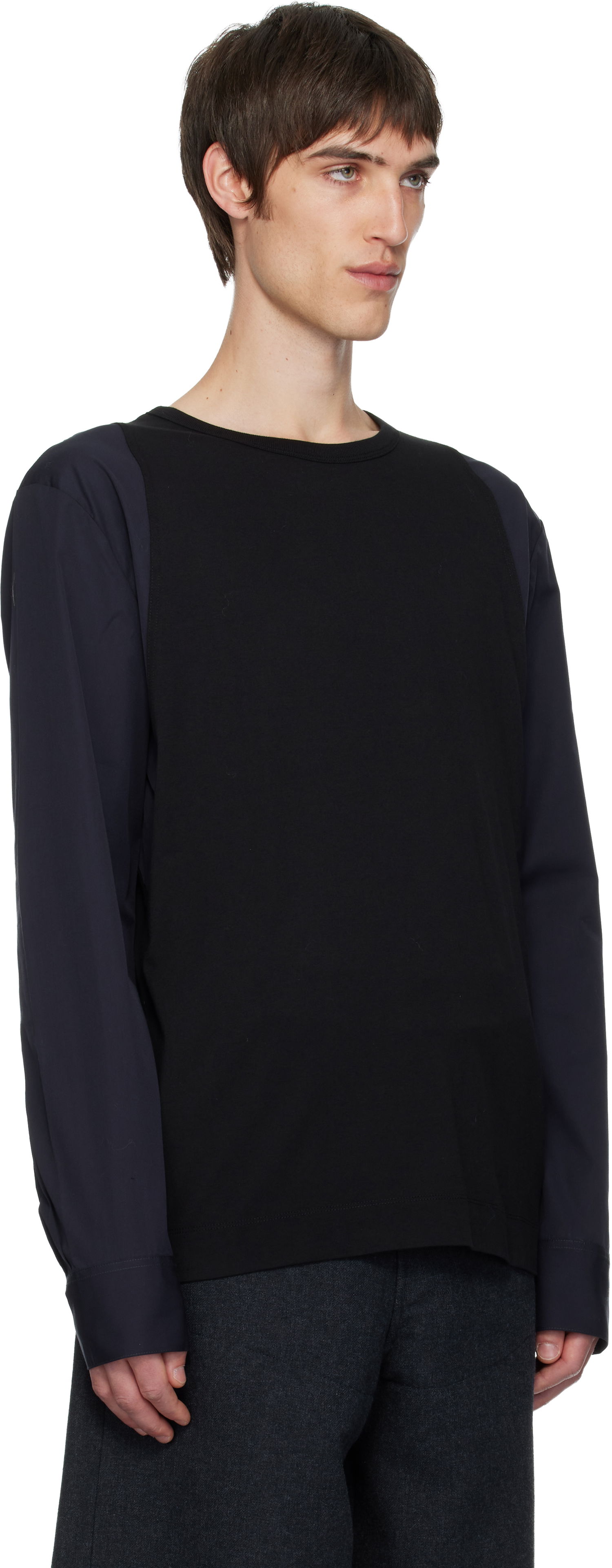 Tričko Dries Van Noten Dries Van Noten Contrast Sleeves T-shirt Čierna | 252-021118-2603, 1