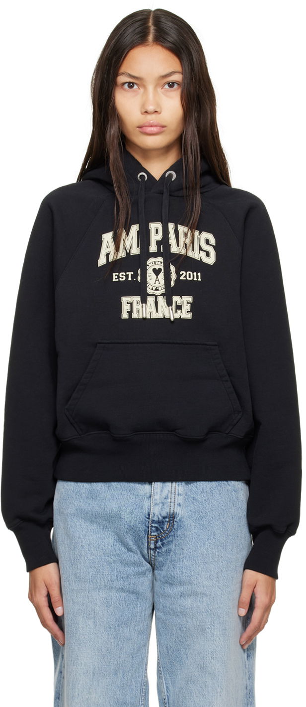 Mikina AMI Paris France Hoodie Čierna | USW210.747, 0