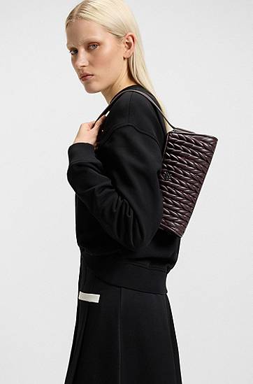 Kabelka BOSS HUGO Textured Hobo Bag Vínová | 50547833, 1