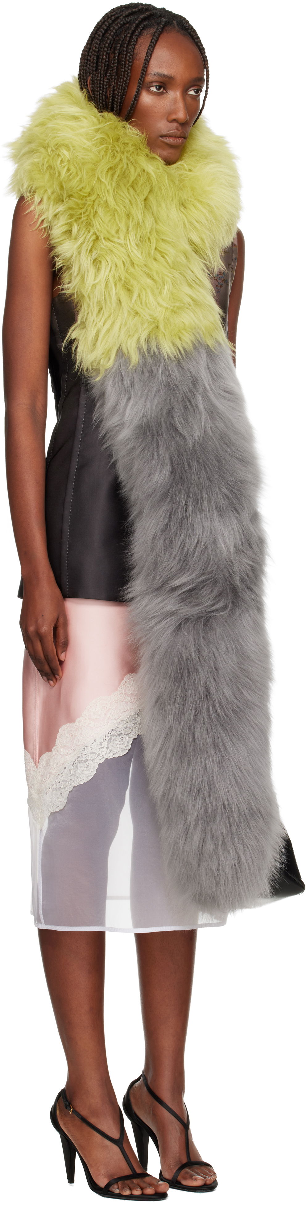 Šál Marni Bicolor Lamb Fur Scarf Rôznofarebný | ACMC0191Z0 ULM127, 1