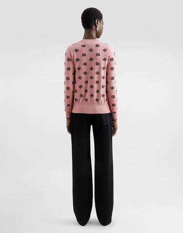 Sveter Dolce & Gabbana Dolce & Gabbana Wool And Silk Jacquard Sweater With DG Logo Ružová | FXJ34TJFMGSF0473, 2