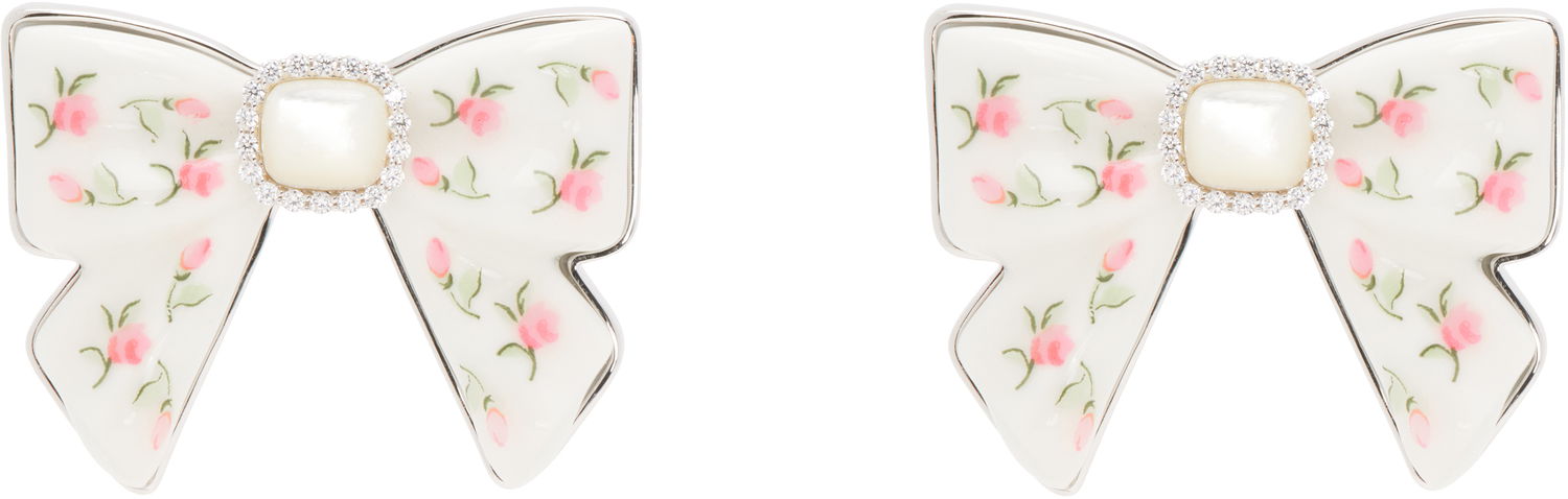 Náušnice SHUSHU/TONG YVMIN Edition Ceramics Bowknot Nacre Earrings Biela | 25622LGP00DN2, 0