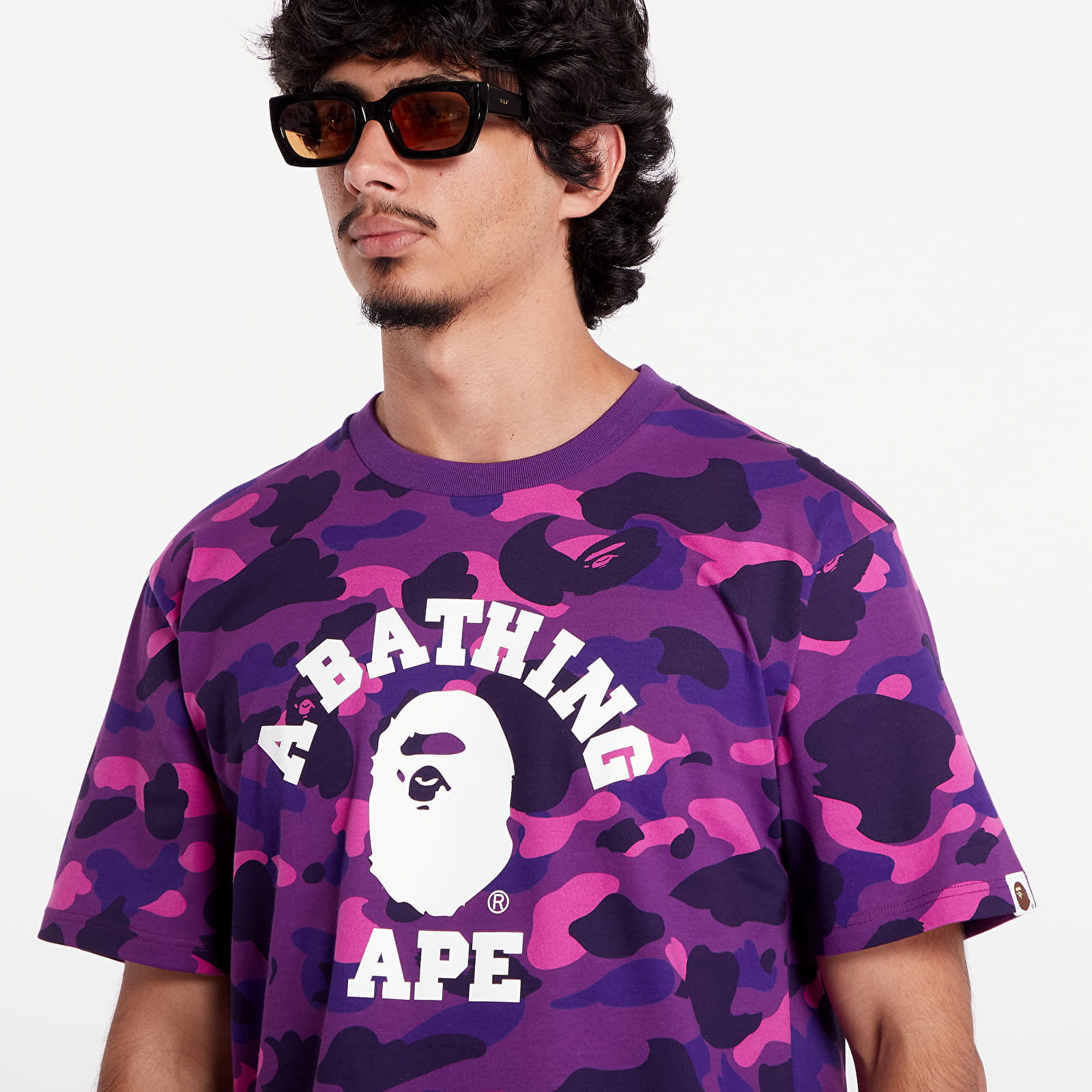 A BATHING APE Color Camo College Tee Purple