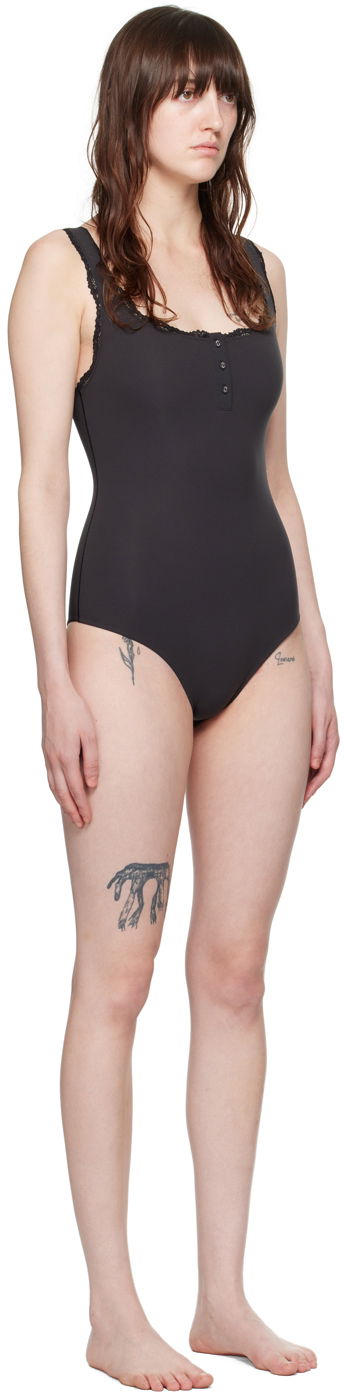 Body SKIMS SKIMS Fits Everybody Lace Henley Bodysuit Čierna | BD-BRF-5381W, 1