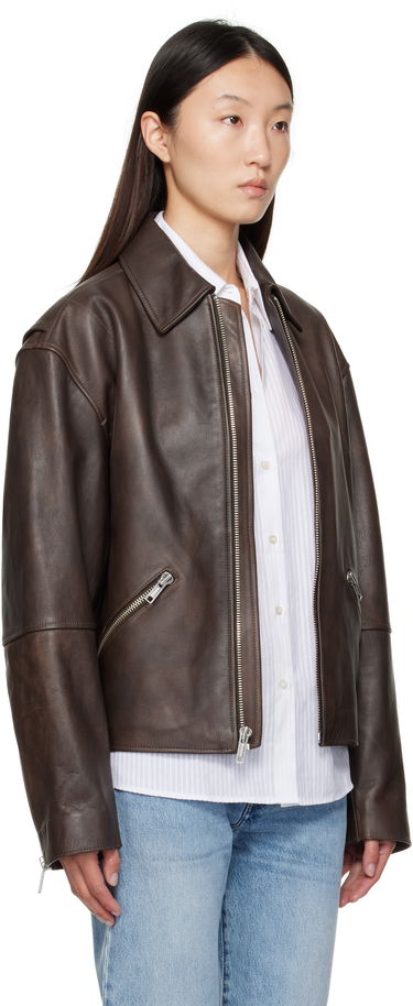Bunda CALVIN KLEIN Calvin Klein Distressed Leather Biker Jacket Hnedá | 81B530G, 1