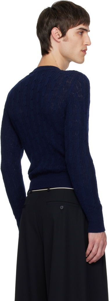Sveter Dries Van Noten Dries Van Noten Cable-Knit Sweater Navy | 252-021211-2707, 2