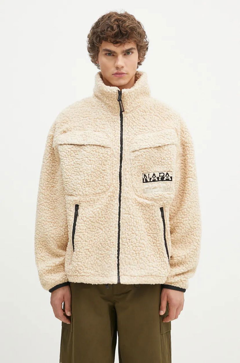 Bunda Napapijri Fleece Jacket T-Jaman Béžová | NP0A4HZNN1J1