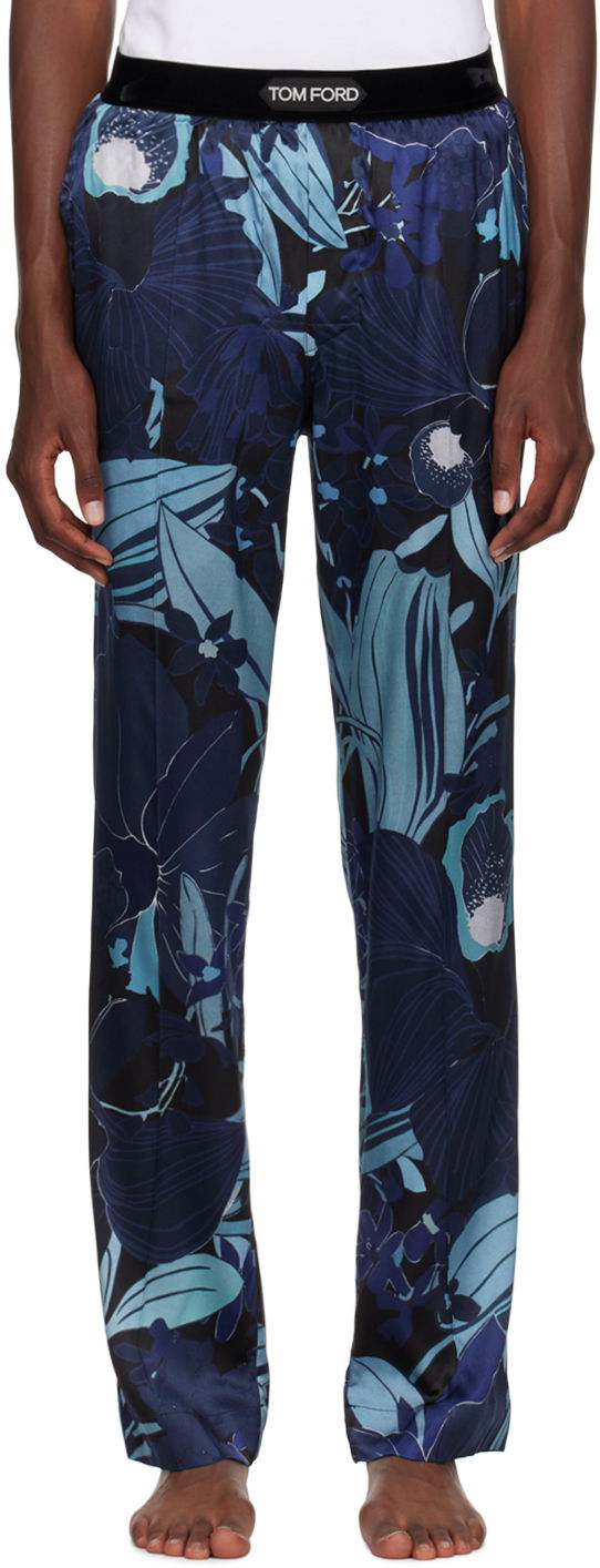 Pyžamo Tom Ford Silk Pyjama Pants Modrá | T4H20 194, 0