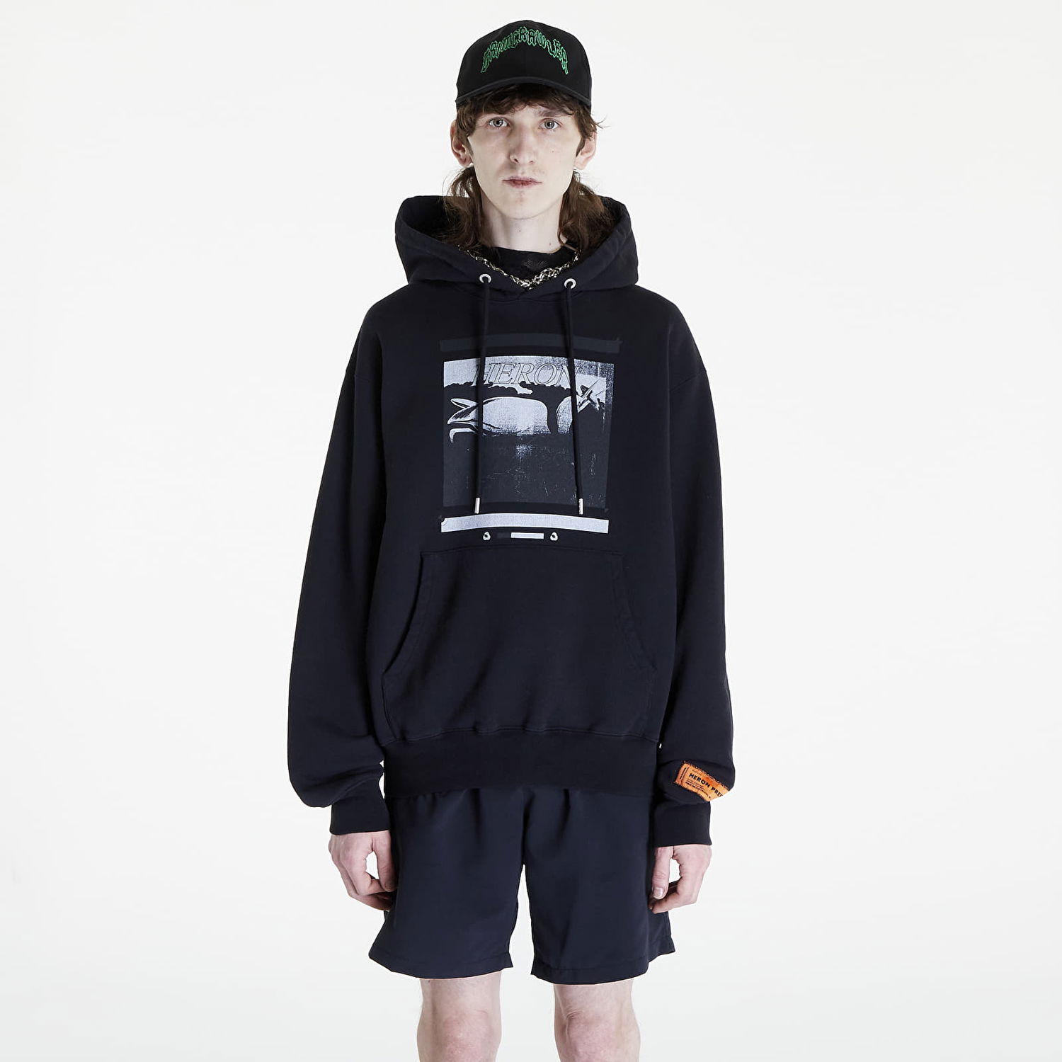 Mikina HERON PRESTON Misprinted Heron Hoodie Čierna | HMBB024S23JER0051010, 0