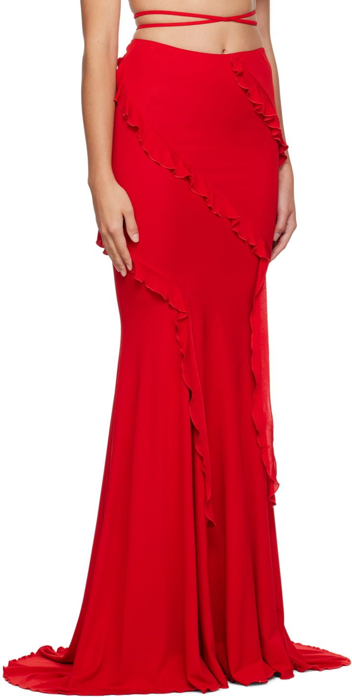 Sukňa Blumarine Blumarine Ruffled Maxi Skirt Červená | P344G007A, 1