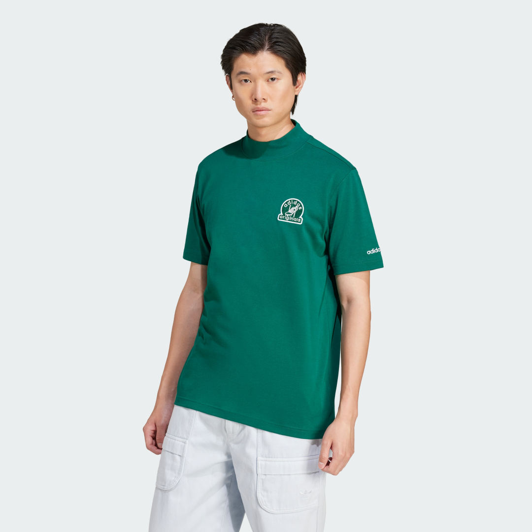 Green Mock Neck Graphic T-Shirt