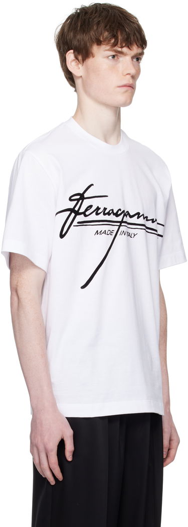 Tričko FERRAGAMO Ferragamo Signature Crew Neck T-Shirt Biela | 786470, 1