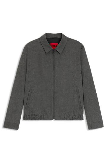 Bunda BOSS Slim-Fit Stretch Flannel Jacket Šedá | 50547290