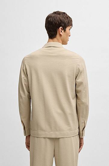 Košeľa BOSS Relaxed Fit Stretch Seersucker Overshirt Béžová | 50540695, 1