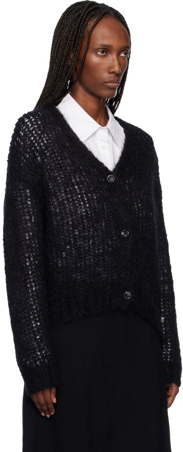 Sveter Max Mara Danza V-Neck Button-Up Open-Knit Cardigan Čierna | 2615341051600, 1