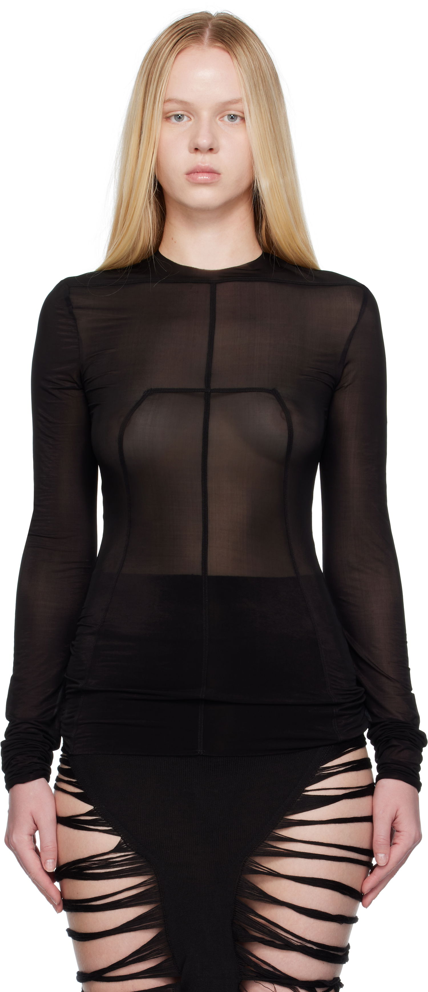 Dres Rick Owens Rick Owens Lido Stretch Cupro Jersey Top Čierna | RO01E7265 BZ, 0