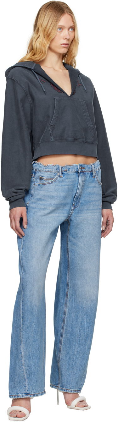 Mikina Alexander Wang Alexander Wang Distressed Cotton Cropped Hoodie Šedá | 4CC2251559, 3