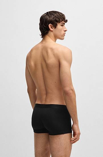 Boxerky BOSS Stretch-Cotton Trunks with Logo Waistbands, Three-Pack Čierna | 50544263, 1