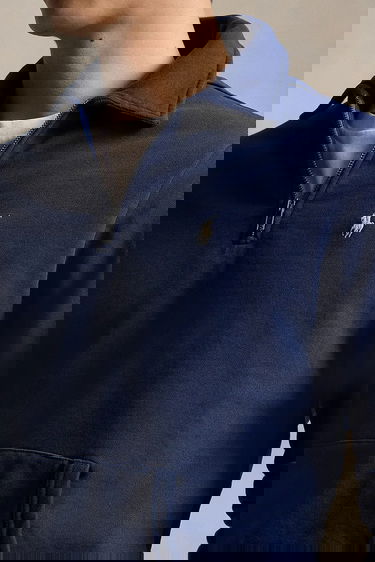 Mikina Polo by Ralph Lauren Smooth Cotton Quarter-Zip Sweatshirt with Kangaroo Pocket Navy | 710934601, 3