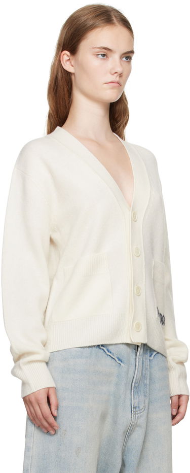 Sveter We11done Jacquard-Logo  Cardigan Biela | WD-KC3-23-621-U-IV, 1