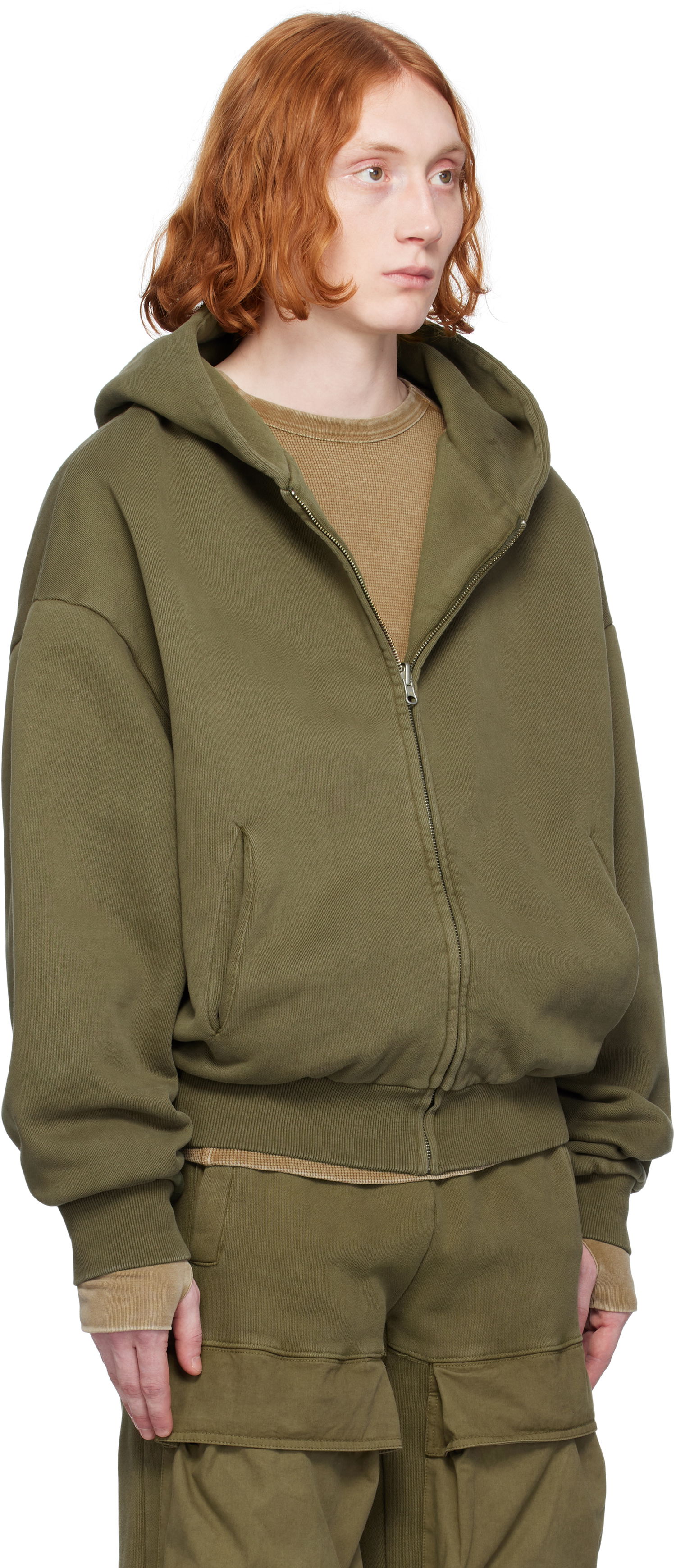 Mikina Entire Studios Entire Studios Thermal Zip-Up Hoodie Zelené | ES2488MI, 1