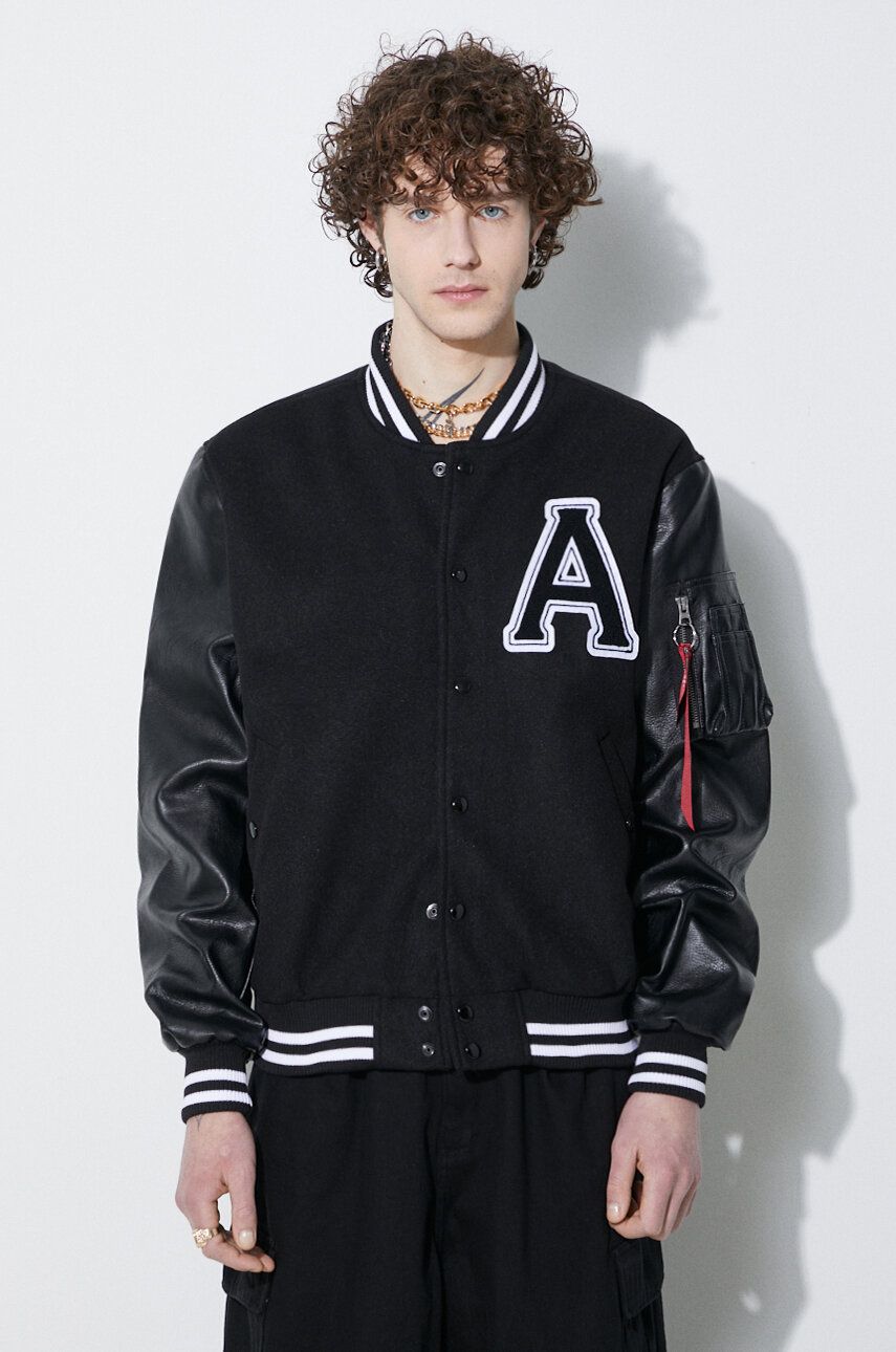 Bomber bunda Alpha Industries Alpha Industries College Bomber Jacket Čierna | 146111, 0