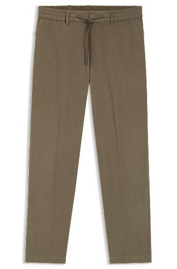 Nohavice BOSS Relaxed-fit stretch Tech Corduroy trousers Zelené | 50549390, 0