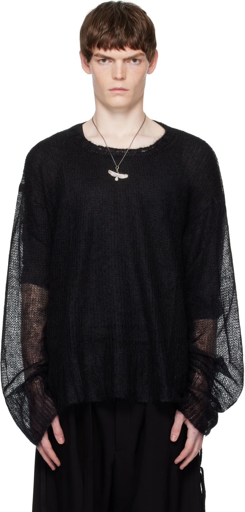 Sveter Ann Demeulemeester Ann Demeulemeester Kent Open Neck Sweater Čierna | B0012862-KN058-099