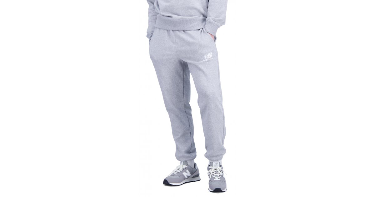 Tepláky New Balance Essentials Stacked Logo French Terry Šedá | mp31539-ag, 1