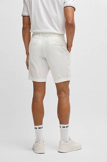 Šortky BOSS Slim-Fit Stretch-Cotton Twill Shorts Biela | 50540743, 1