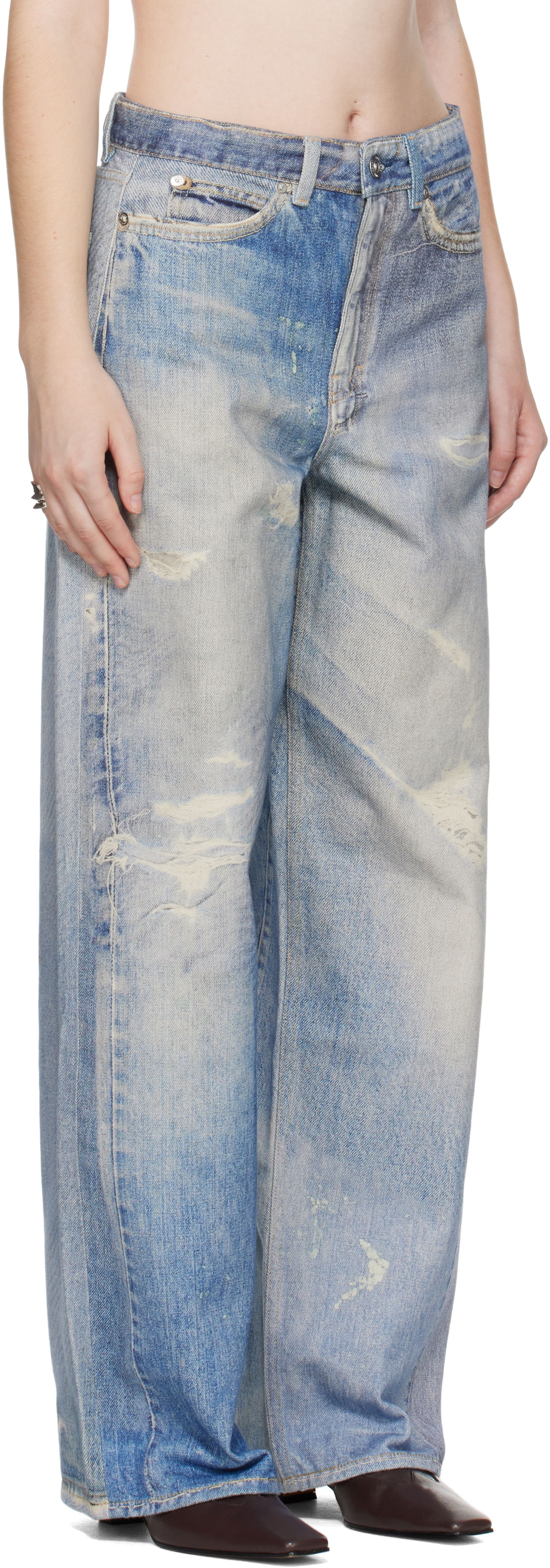 Wide Leg Distressed Jeans