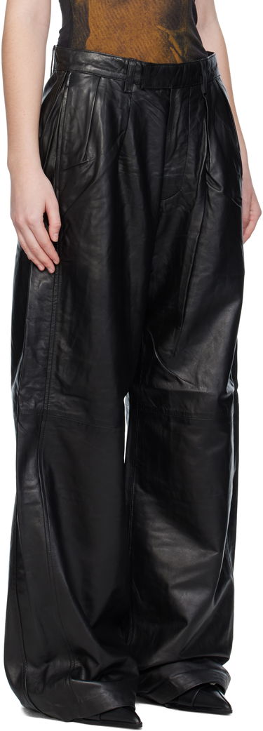 Nohavice R13 R13 Pleated Wide Leg Leather Pants Čierna | R13WR440-R426A, 1